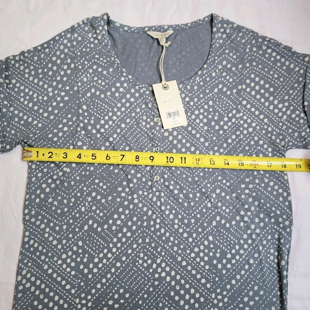 Lucky Brand Brand Dress Women's S/P Blue‎ white Short Sleeve Casual Henley